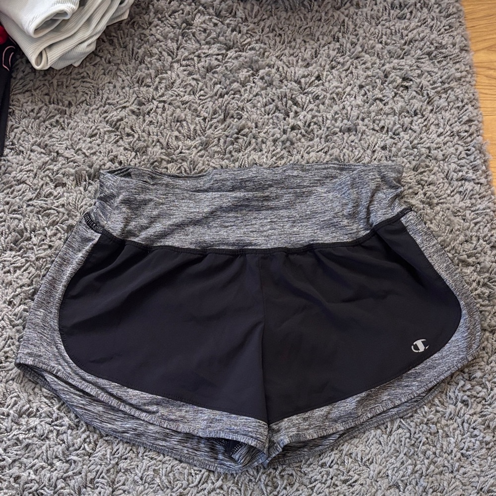 Champion Women's Black and Gray Athletic Running Shorts